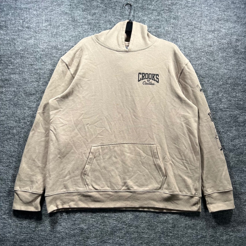 Crooks & Castles Death Row Records Hoodie Mens XL Tan Graphic Pullover